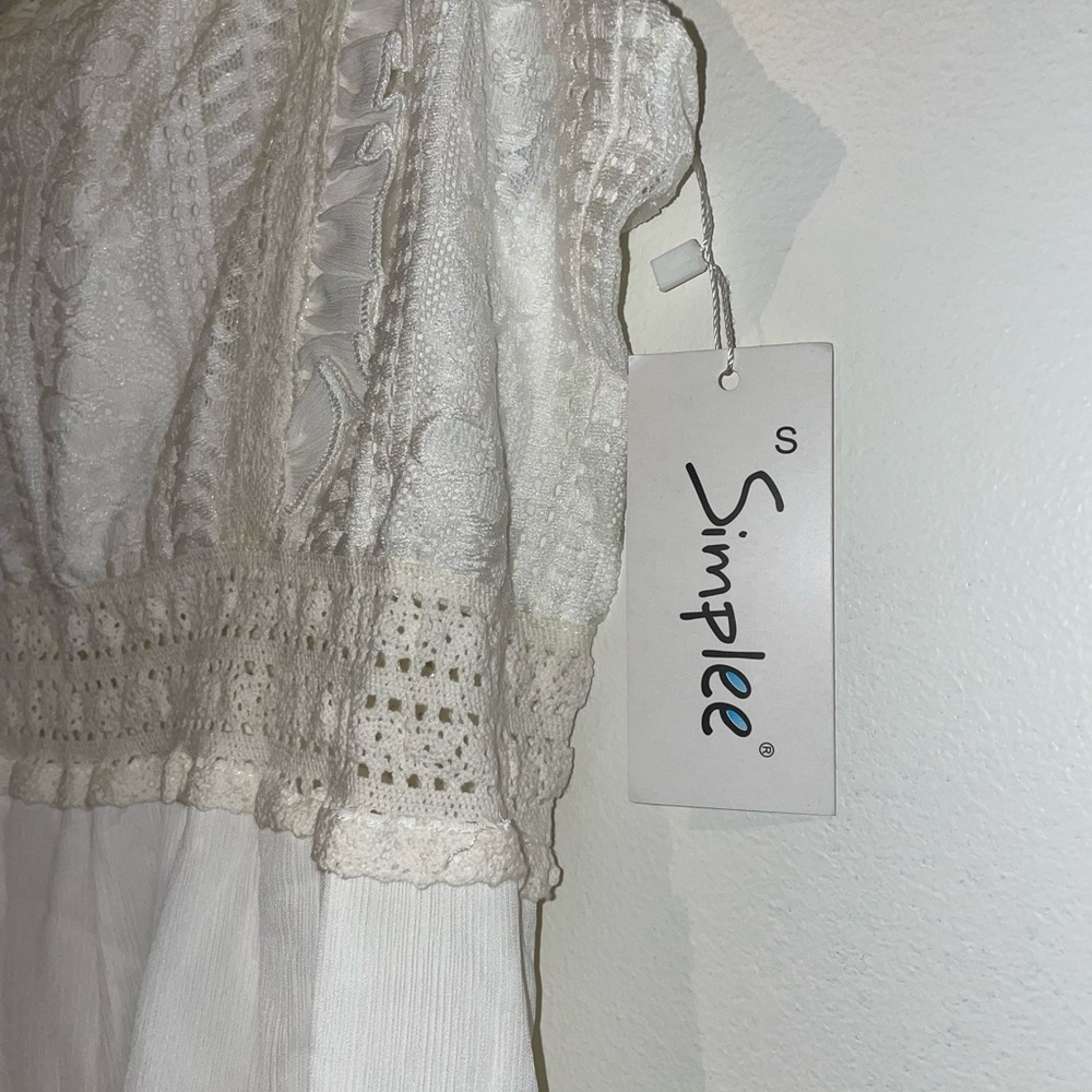 ADORABLE white sundress with tie back and ruffles - Picture 13 of 13